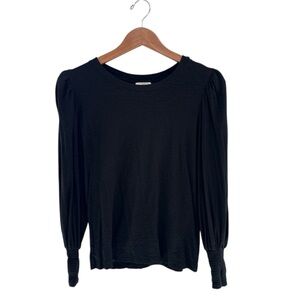 Nation Balloon Long Sleeve Pima Cotton Black Top